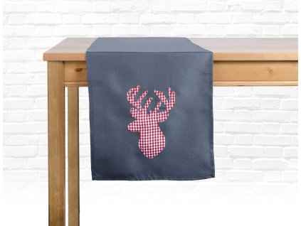 Ubrus - běhoun na stůl CHRISTMAS DEER, 35x170 cm, tmavě šedá, ESSEX
