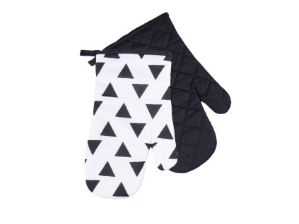 Kuchyňské bavlněné rukavice chňapky BLACK WHITE motiv A, 100% bavlna 18x30 cm Essex