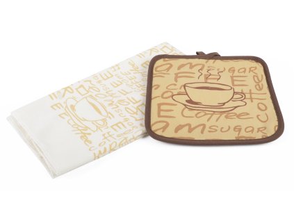 Kuchyňský set mikrovláknová utěrka/chňapka LATTÉ béžová, 38x63 cm/20X20 cm ESSEX