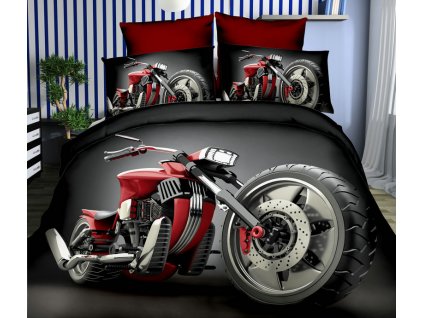 Povlečení CHOPPER BIKE III. 3D set 3 ks, 1x 160x200 cm, 2x povlak 70x80 cm MyBestHome