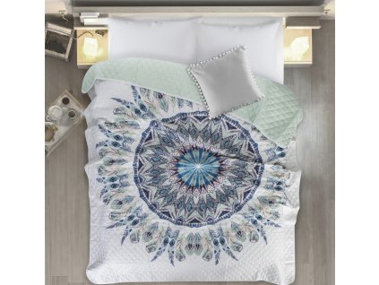 Přehoz na postel LAPAČ SNŮ - MANDALA 200x220 cm mátová Mybesthome