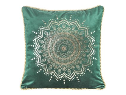 Polštář MANDALA zelená/zlatá 45x45 cm Mybesthome