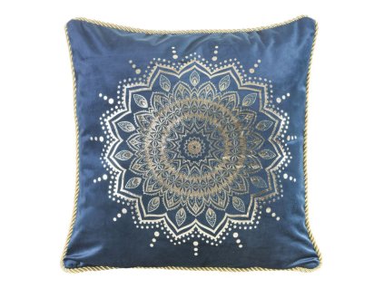 Polštář MANDALA modrá/zlatá 45x45 cm Mybesthome