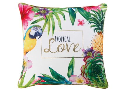 Polštář s výplní TROPICAL LIFE bílá 45x45 cm Mybesthome