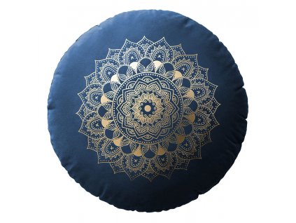 Polštář s výplní MANDALA tmavě modrá Ø 45 cm x 15 cm Mybesthome