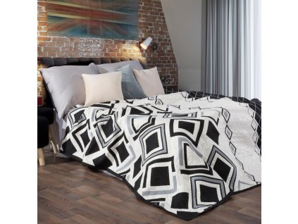 Přehoz na postel SAULO 220x240 cm krémová/černá Mybesthome