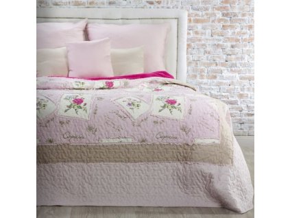 Přehoz na postel ROSE BLANCHE 220x240 cm růžová patchwork Mybesthome