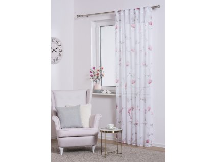 Dekorační vzorovaná záclona MAGNOLIA růžová 140x245 cm MyBestHome