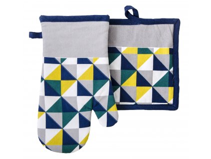 Kuchyňský SET rukavice/chňapka SCOPE bílá/žlutá, 18x30 cm/20X20 cm ESSEX, 100% bavlna