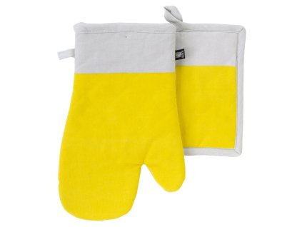 Kuchyňský SET rukavice/chňapka UNIVERSAL žlutá, 18x30 cm/20X20 cm ESSEX, 100% bavlna