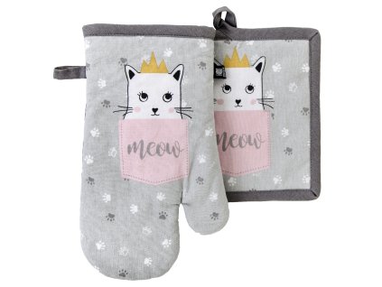 Kuchyňský SET rukavice/chňapka ROYAL růžová, 18x30 cm/20X20 cm ESSEX, 100% bavlna