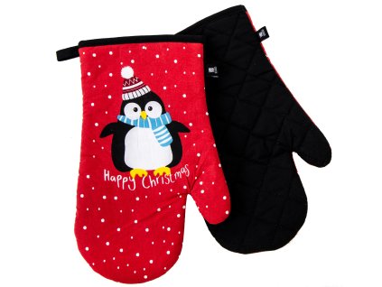 Kuchyňské rukavice chňapky SNOW FUN motiv tučňák 18x30 cm Essex