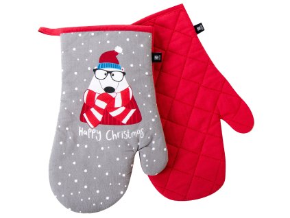 Kuchyňské rukavice chňapky SNOW FUN motiv medvěd 18x30 cm Essex