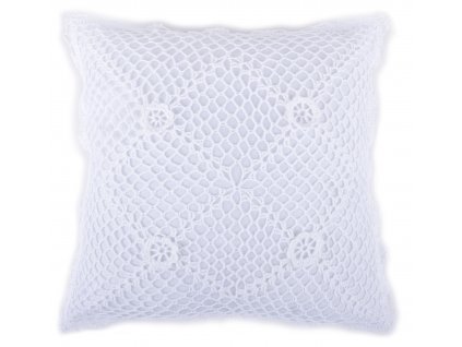 Polštář LACE s bavlněnou háčkovanou krajkou, bílá, 40x40 cm Essex