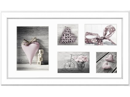 Multi fotorámeček na 5 fotografií bílá MALMO 27x51 cm Styler