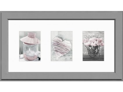 Multi fotorámeček na 3 fotografie šedá MALMO 23x46 cm Styler