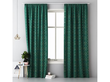 Dekorační vzorovaný závěs s řasící páskou BRILIANTOS zelená 140x250 cm MyBestHome