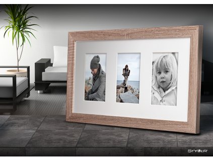 Multi fotorámeček na 5 fotografií béžová NARVIK 27x51 cm Styler