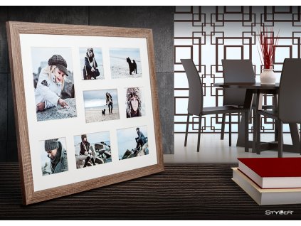Multi fotorámeček na 8 fotografií světle hnědá NARVIK 51x41 cm Styler
