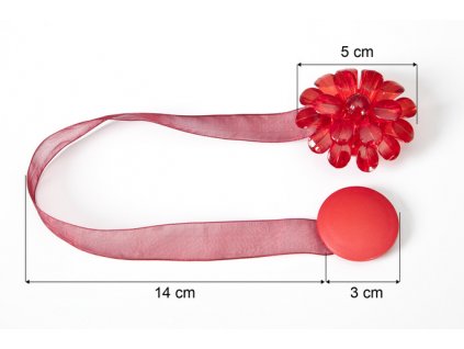 Dekorační ozdobná spona na závěsy s magnetem MONICA, červená, Ø 5 cm 2 kusy v balení Mybesthome