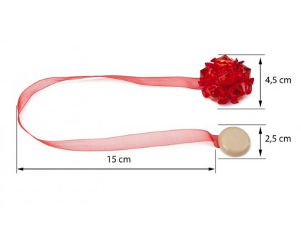 Dekorační ozdobná spona na závěsy s magnetem MARTA, červená, Ø 5 cm 2 kusy v balení Mybesthome
