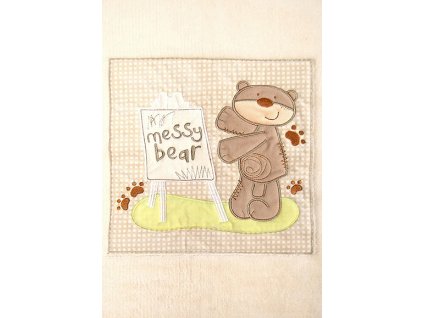 Dětská deka s aplikací HNĚDÝ MEDVÍDEK 100x75 cm Bobobaby
