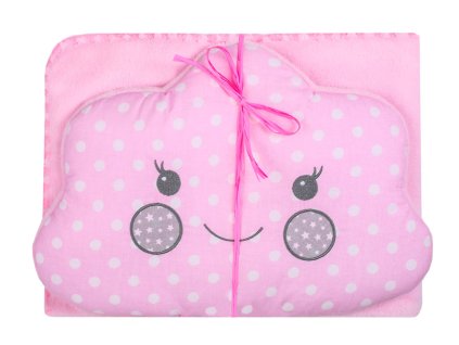 Komplet do kočárku ARKA růžový polštářek 40x28 cm s dekou 80x90 cm Mybesthome