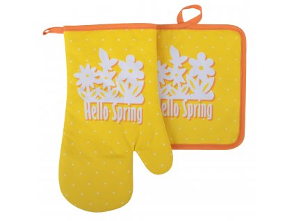 Kuchyňský set rukavice/chňapka HELLO SPRING žlutá 18x30 cm/20X20 cm ESSEX