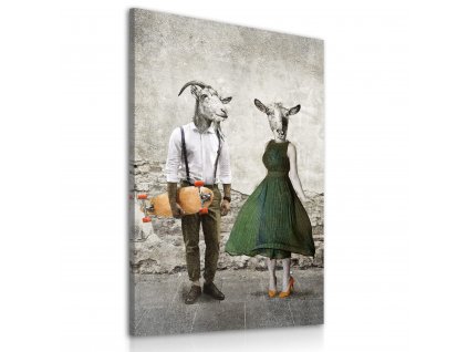 Obraz na plátně MR. AND MRS. GOAT - B různé rozměry Ludesign