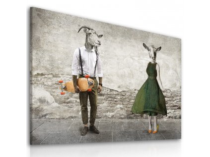 Obraz na plátně MR. AND MRS. GOAT - A různé rozměry Ludesign