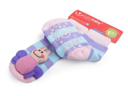 Kojenecké protiskluzové ponožky s chrastítkem 12-24 měsíců, MOTÝL, Bobobaby