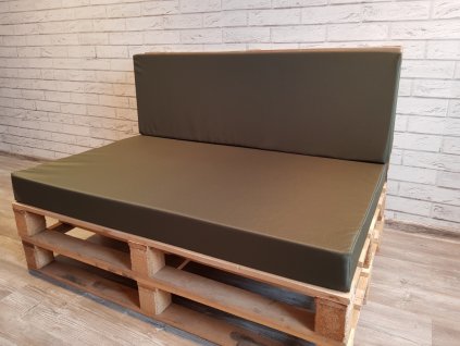 Paletové sezení - sedák 120x80 cm a opěrka 120x40 cm, barva tmavě zelená, výplň molitan Mybesthome