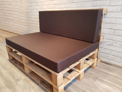 Paletové sezení - sedák 120x80 cm, opěrka 120x40 cm, barva hnědá, výplň molitan Mybesthome