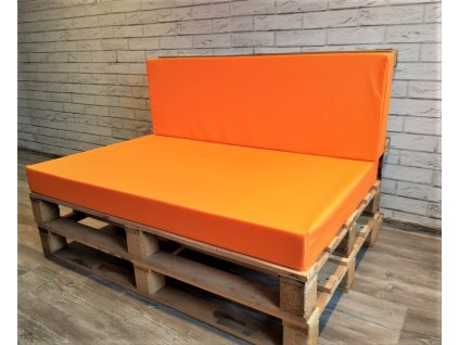 Paletové sezení - sedák 120x80 cm, opěrka 120x40 cm, barva pomerančová, výplň molitan Mybesthome