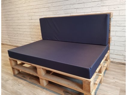Paletové sezení - sedák 120x80 cm, opěrka 120x40 cm, barva modrá, výplň molitan Mybesthome