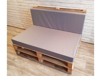 Paletové sezení - sedák 120x80 cm, opěrka 120x40 cm, barva světle šedá, výplň molitan Mybesthome