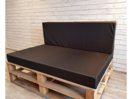 Paletové sezení - sedák 120x80 cm, opěrka 120x40 cm, barva černá, výplň molitan Mybesthome