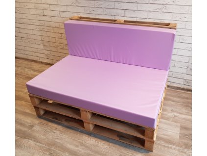 Paletové sezení - sedák 120x80 cm, opěrka 120x40 cm, barva světlá fialová, výplň molitan Mybesthome