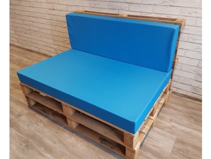 Paletové sezení - sedák 120x80 cm, opěrka 120x40 cm, barva světle modrá, výplň molitan Mybesthome