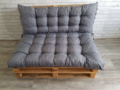 Paletové prošívané sezení - sedák 120x80 cm, opěrka 120x40 cm, barva šedá, Mybesthome