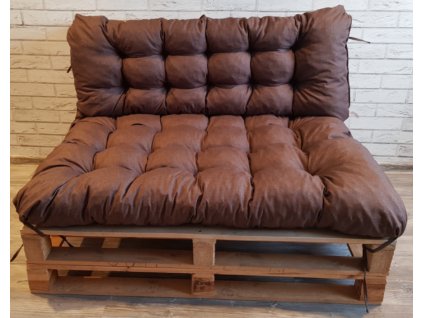 Paletové prošívané sezení - sedák 120x80 cm, opěrka 120x40 cm, barva hnědá,