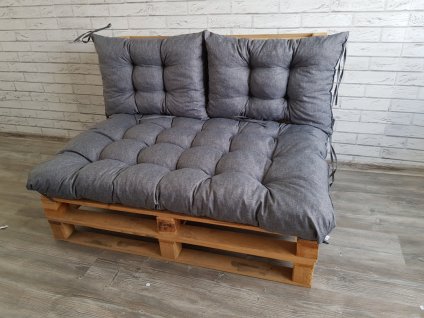 Paletové prošívané sezení - sedák 120x80 cm, 2x opěrka 60x40 cm, barva šedá, Mybesthome