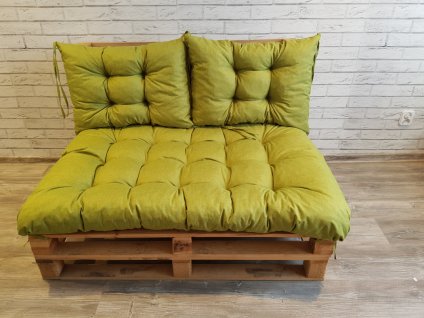 Paletové prošívané sezení - sedák 120x80 cm, 2x opěrka 60x40 cm, barva zelená, Mybesthome