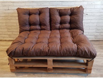 Paletové prošívané sezení - sedák 120x80 cm, 2x opěrka 60x40 cm, barva hnědá, Mybesthome