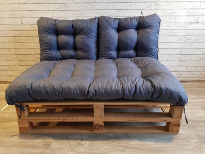 Paletové prošívané sezení - sedák 120x80 cm, 2x opěrka 60x40 cm, barva modrá, Mybesthome