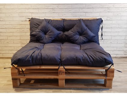 Paletové prošívané sezení - sedák 120x80 cm, opěrka 120x40 cm, 2x polštáře 30x30 cm, barva modrá, Mybesthome