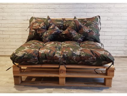 Paletové prošívané sezení - sedák 120x80 cm, opěrka 120x40 cm, 2x polštáře 30x30 cm, barva khaki, Mybesthome