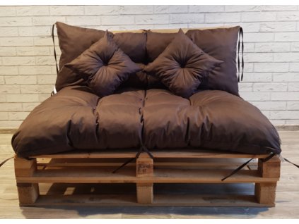 Paletové prošívané sezení - sedák 120x80 cm, opěrka 120x40 cm, 2x polštáře 30x30 cm, barva hnědá, Mybesthome