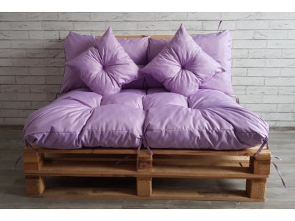 Paletové prošívané sezení - sedák 120x80 cm, opěrka 120x40 cm, 2x polštáře 30x30 cm, světle fialová, Mybesthome
