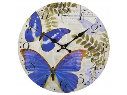 Nástěnné hodiny BLUE BUTTERFLY Ø 34 cm Mybesthome